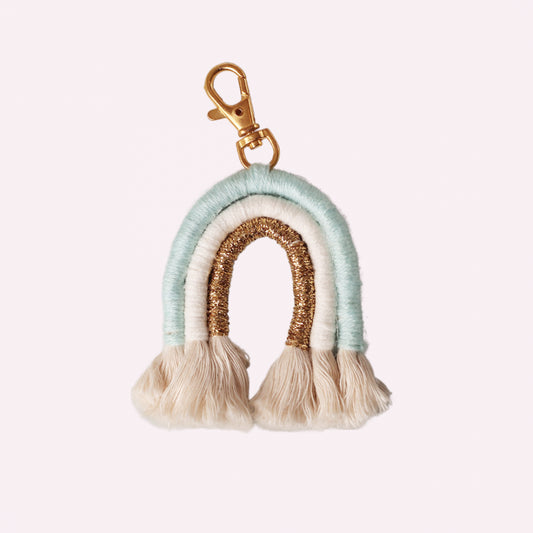 Blue Rainbow Macrame Keychain